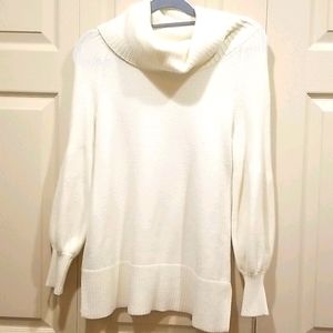 Anthropologie White Cowl Neck Sweater